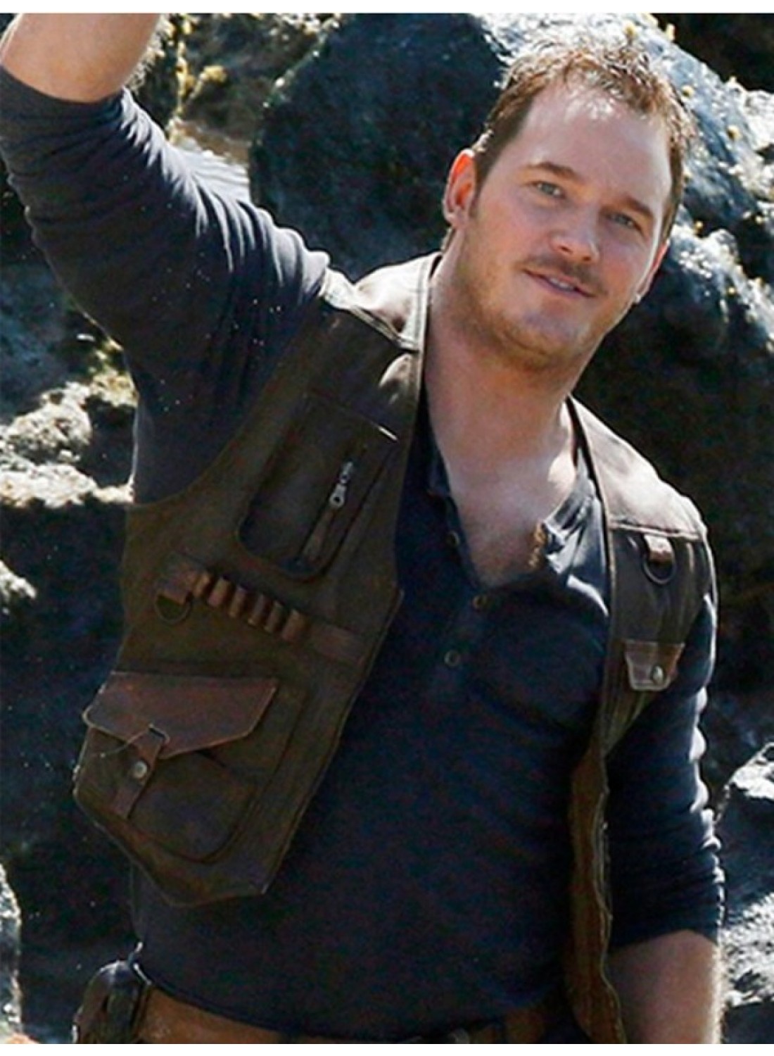 Chris Pratt Jurassic World Owen Grady Brown Leather Vest