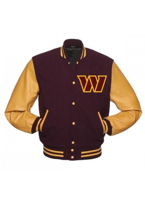 Washington Commanders Varsity Jacket | Premium Wool & Leather Sleeves NFL Letterman Jacket Washington Commanders Varsity Jacket | Premium Wool & Leather Sleeves NFL Letterman Jacket