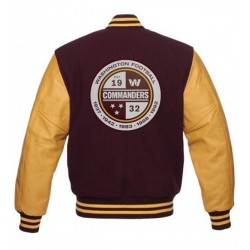 Washington Commanders Varsity Jacket | Premium Wool & Leather Sleeves NFL Letterman Jacket Washington Commanders Varsity Jacket | Premium Wool & Leather Sleeves NFL Letterman Jacket