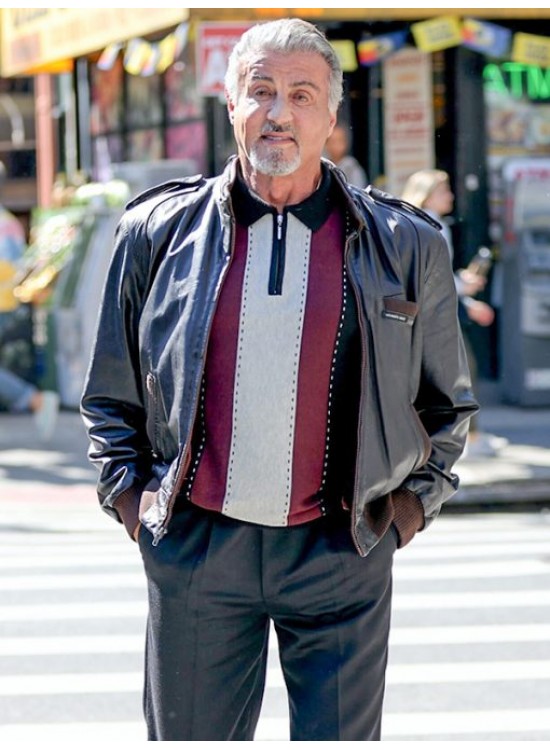 Sylvester Stallone Tulsa King 2022 Dwight Black Leather Jacket