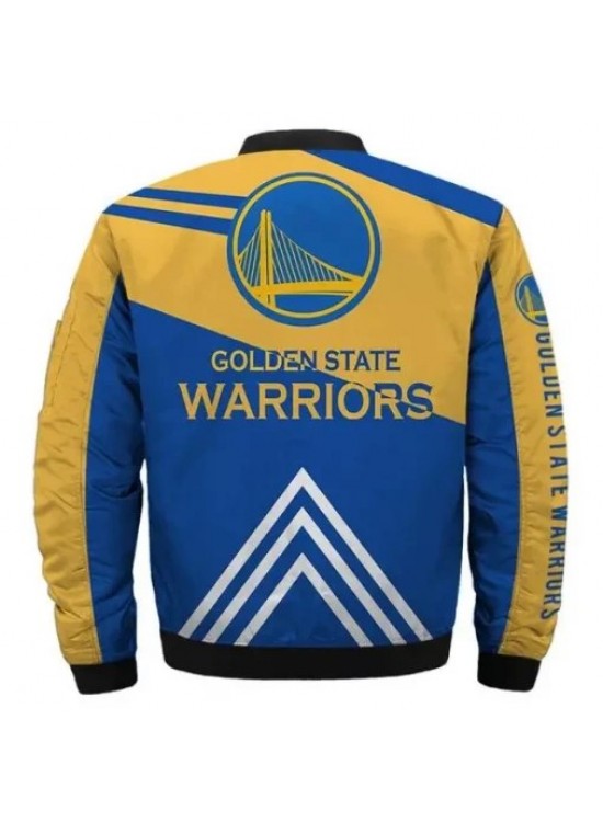 Golden State Warriors Yellow and Blue Bomber Jacket