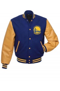 Golden State Warriors Blue and Yellow Varsity Jacket