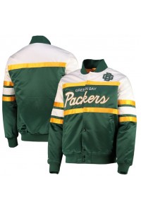 Green Bay Packers Green and White Bomber Jacket