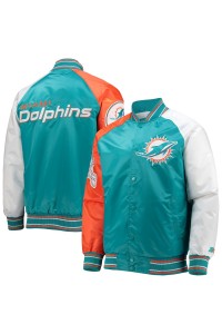 Miami Dolphins The Reliever Raglan Green and Orange Jacket