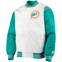 Miami Dolphins Green and White Varsity Jacket Miami Dolphins Green and White Varsity Jacket