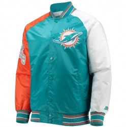 Miami Dolphins The Reliever Raglan Green and Orange Jacket