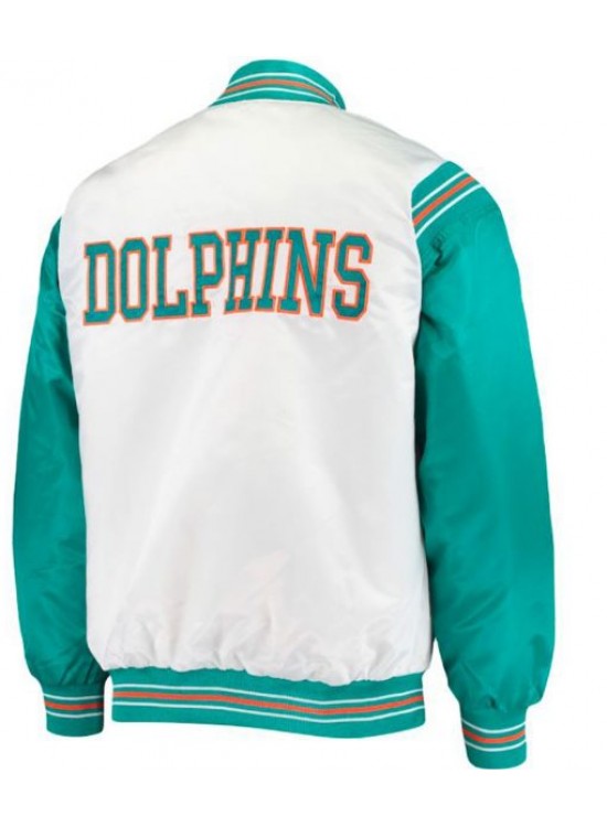 Miami Dolphins Green and White Varsity Jacket