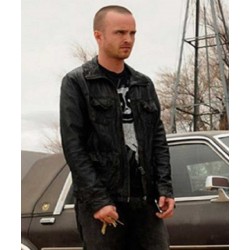 Jesse Pinkman Breaking Bad Aaron Paul Black Leather Jacket