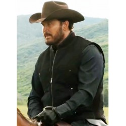 Cole Hauser Yellowstone Rip Wheeler Black Wool Vest