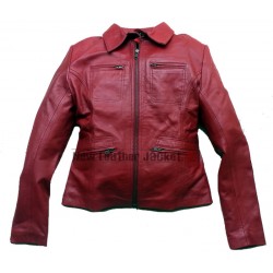 Once Upon a Time Jennifer Morrison Red Real Leather Jacket