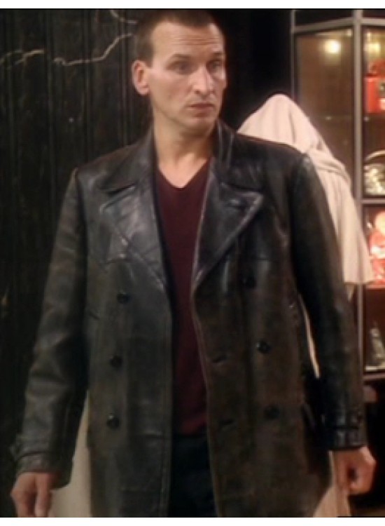 DR WHO Black Real Leather Coat