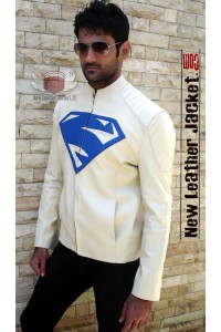 2013 New Man Of Steel Leather Jacket Clark Kent Superman ( Ivory ) 2013 New Man Of Steel Leather Jacket Clark Kent Superman ( Ivory )