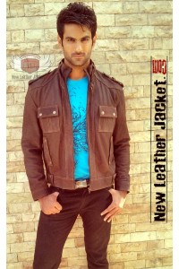 Stylish Men's Brown Suede Leather Jacket