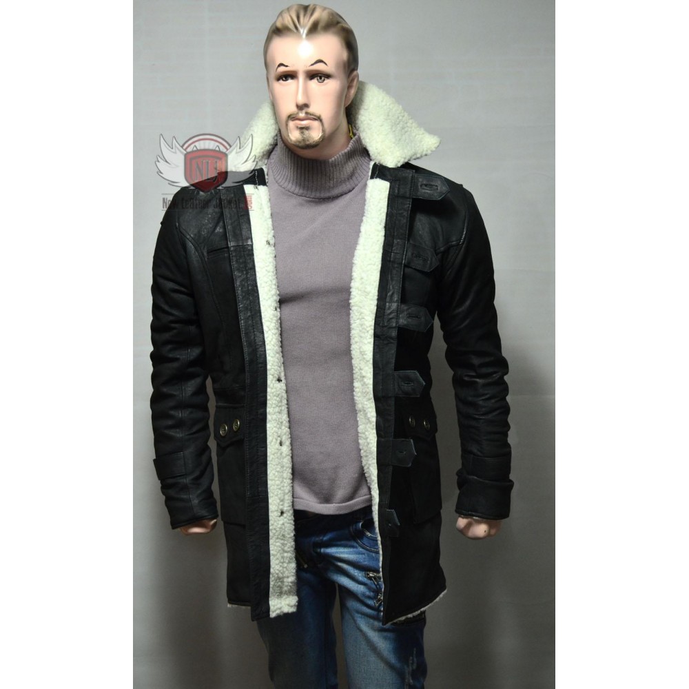 Distressed Black Bane Coat - Premium Quality Leather