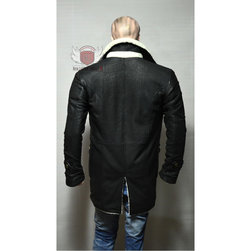 Distressed Black Bane Coat - Premium Quality Leather