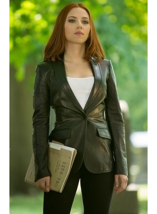 Captain America 2014 Natasha Romanoff Leather Blazer