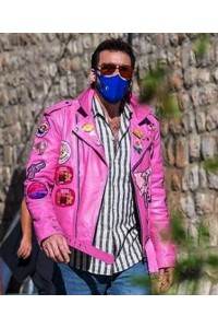 Nicolas Cage Unbearable Weight of Massive Talent Pink Leather Jacket