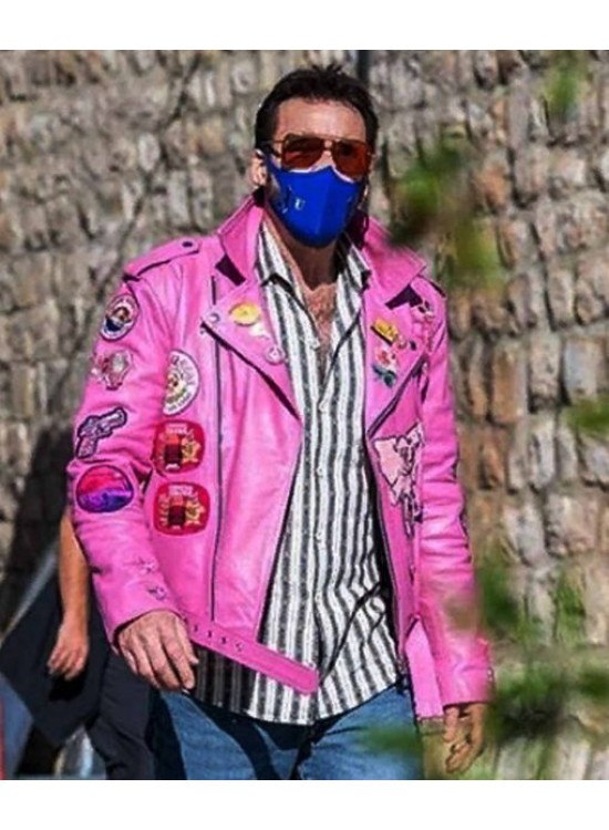 Nicolas Cage Unbearable Weight of Massive Talent Pink Leather Jacket