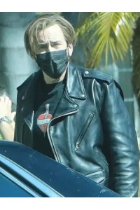 Nick Cage Unbearable Weight of Massive Talent Biker Leather Jacket