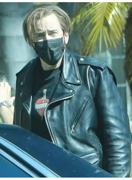 Nick Cage Unbearable Weight of Massive Talent Biker Leather Jacket