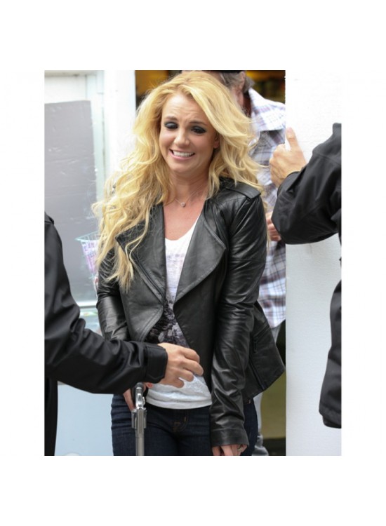 Britney Spears Black Leather Quilted Jacket