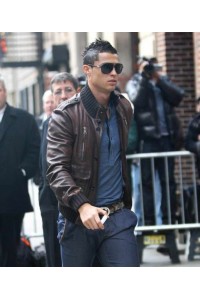 Cristiano Ronaldo Brown leather Jacket