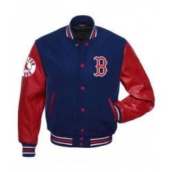 MLB Boston Red Sox Red and Blue Varsity Jacket