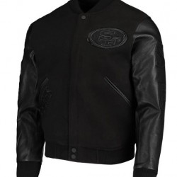 San Francisco 49ers Black Varsity Wool and Leather Jacket