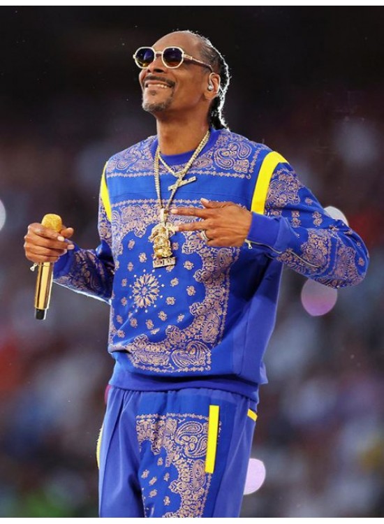 Snoop Dogg Super Bowl Blue Bandana Sweat Halftime Tracksuit