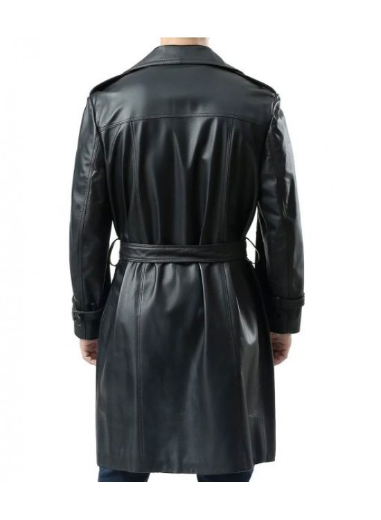 Adam Lambert Double Breasted Leather Trench Coat