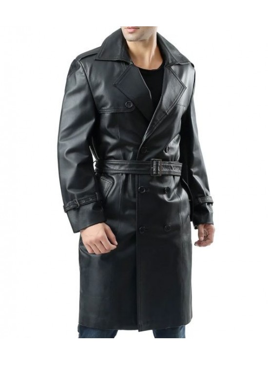 Adam Lambert Double Breasted Leather Trench Coat