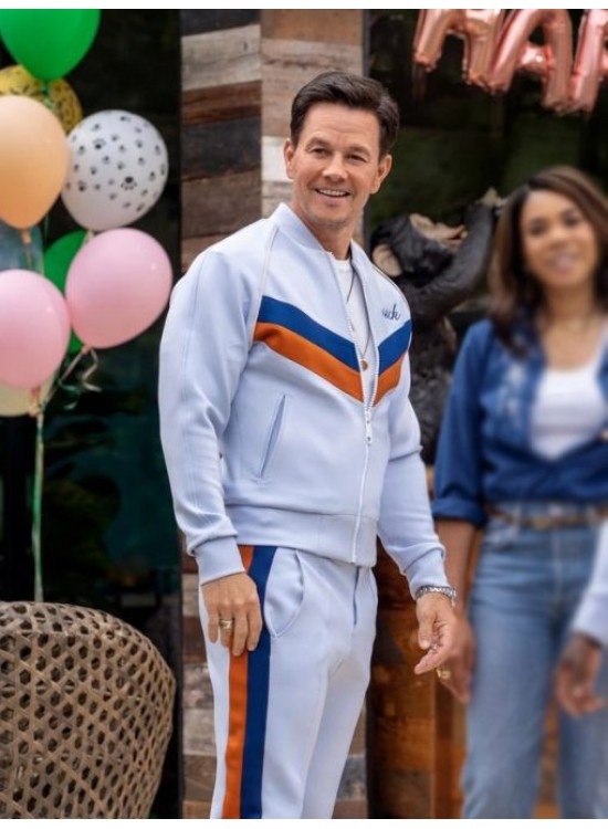 Huck Dembo Me Time 2022 Mark Wahlberg White Tracksuit