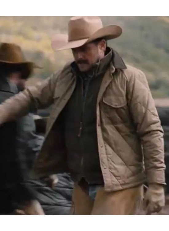 Josh Lucas Yellowstone Season 5 Brown Quilted Jacket