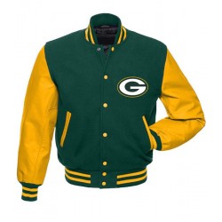 Green Bay Packers Green and Yellow Varsity Jacket