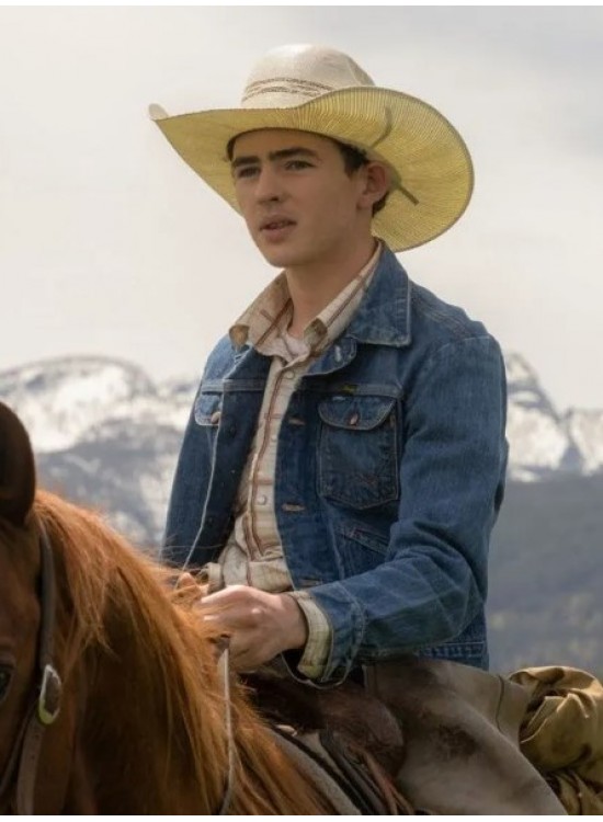 Finn Little Yellowstone Season 5 Carter Blue Denim Jacket