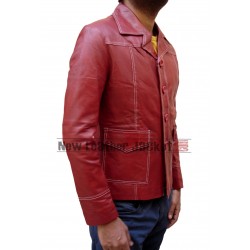 Brad Pitt Fight Club Red Real Leather Jacket